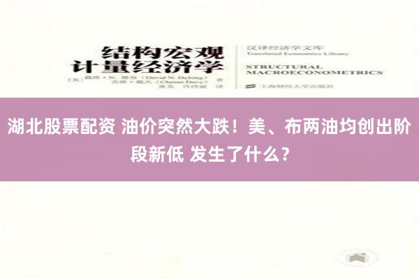 湖北股票配资 油价突然大跌！美、布两油均创出阶段新低 发生了什么？