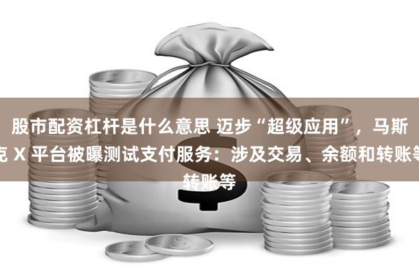 股市配资杠杆是什么意思 迈步“超级应用”，马斯克 X 平台被曝测试支付服务：涉及交易、余额和转账等